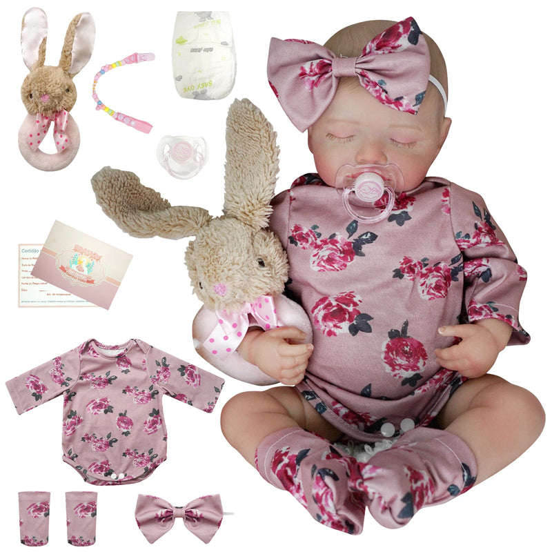 Bebê Reborn Aurora - Corpo Inteiro em Silicone Macio e Realista