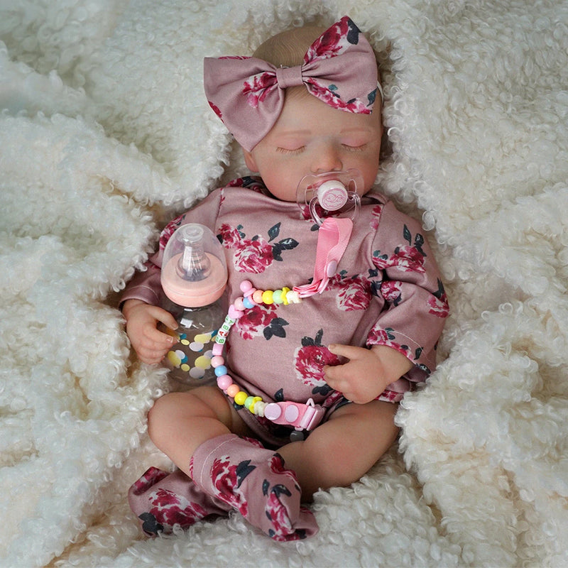 Bebê Reborn Aurora - Corpo Inteiro em Silicone Macio e Realista